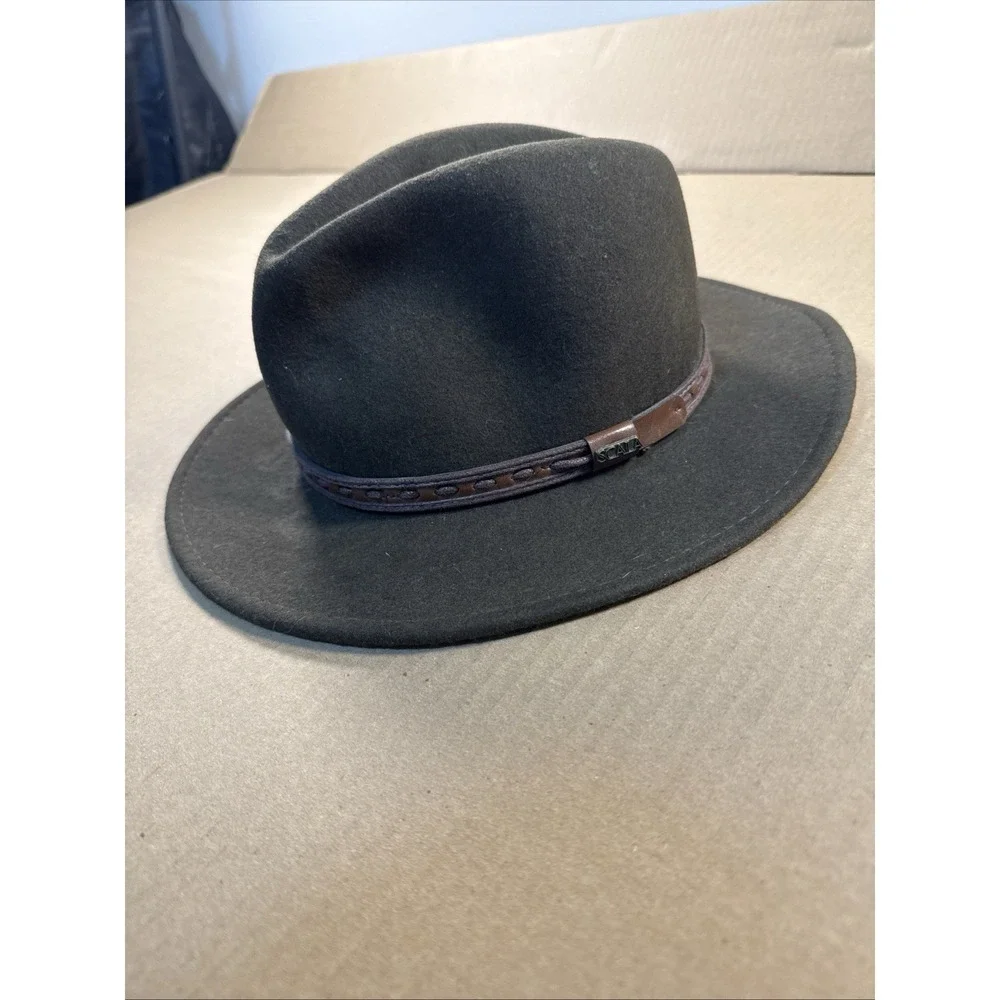 Scala Dorfman Pacific 100% Wool Felt Brown Hat Small Very Good Condition Fedora - Picture 2 of 9